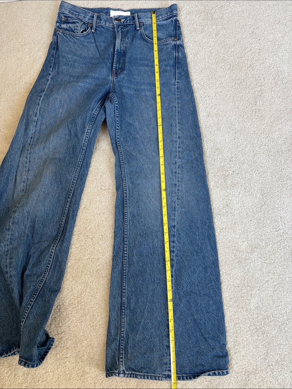 Mother Snacks Lemon Twist Sneak Jeans Blue Rolling In The Dough Women’s Size 27 - Picture 14 of 16